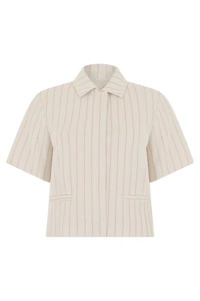Max Mara Cotton Short-sleeve Shirt In Neutral