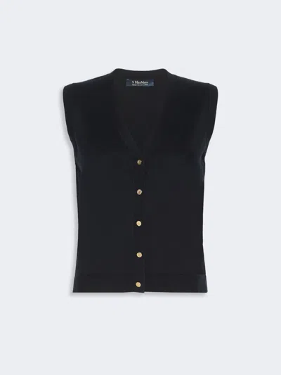 Max Mara Cotton, Silk And Cashmere Yarn Gilet In Ultramarine