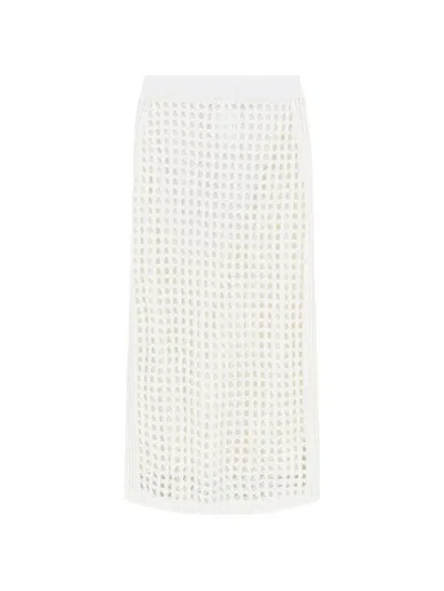 Max Mara Pure Cotton Webbing Mini Skirt With Elasticated Waist In White