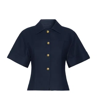 Max Mara Cotton Slim-fit Jacket In Blue