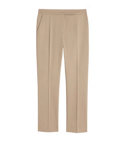 Max Mara Cotton Straight Tailored Trousers In Green