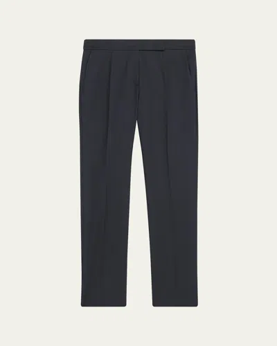 Max Mara Cotton Stretch Straight-leg Ankle Trousers In Blue