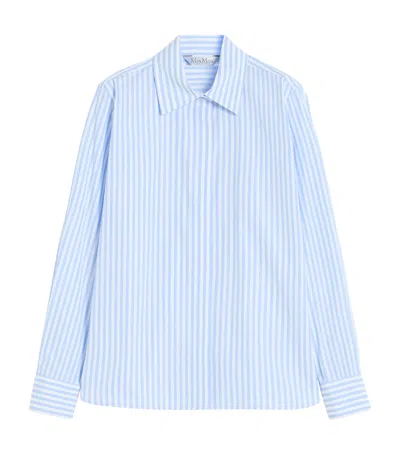 Max Mara Cotton Stripe Shirt In Blue