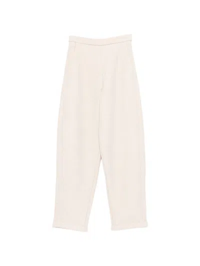 Max Mara Cotton Fleece Trousers In Neutral