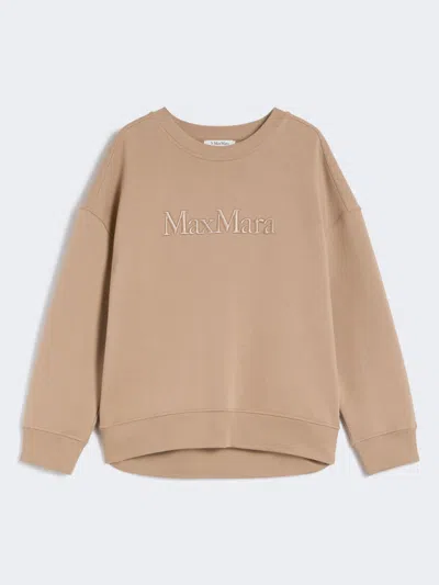 Max Mara Cotton Sweatshirt With Logo In Brown