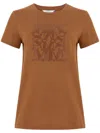 Max Mara Crystal Embellished Crew Neck Top In Brown