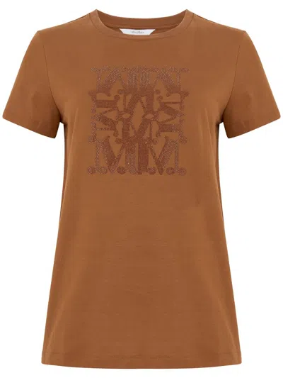 MAX MARA COTTON T-SHIRT IN BROWN