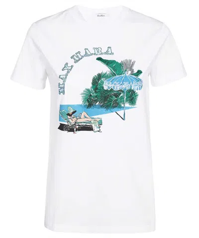 Max Mara Embroidered Beach-scene T-shirt In White