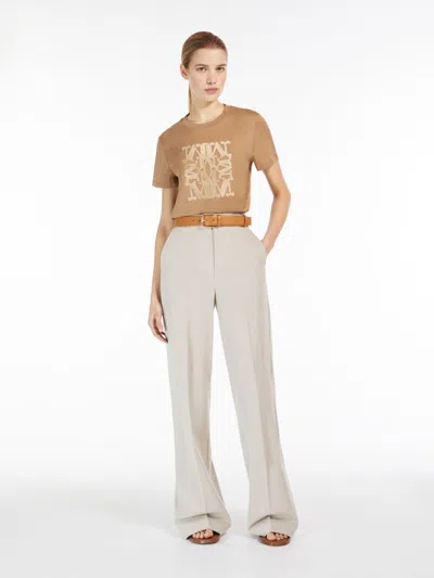 Max Mara Taverna Logo-embroidered T-shirt In Brown