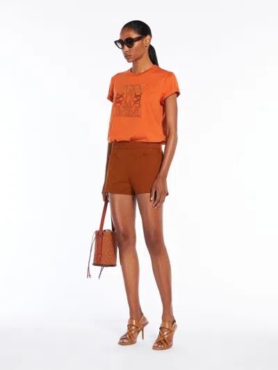 Max Mara Cotton T-shirt With Appliqué In Orange