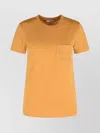 Max Mara Cotton T-shirt With Chest Pocket Detail In Orange