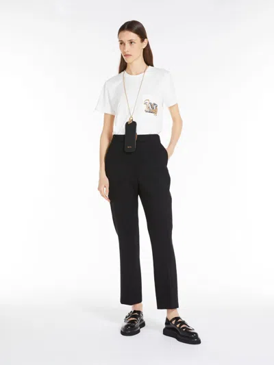 Max Mara Cotton T-shirt With Embroidered Pocket In White