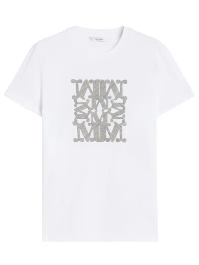 Max Mara Cotton T-shirt With Embroidery In White