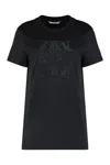Max Mara Cotton T-shirt With Embroidery In Black
