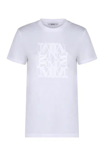 Max Mara Cotton T-shirt With Embroidery In White