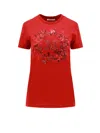 Max Mara Cotton T-shirt With Frontal Monogram In Red