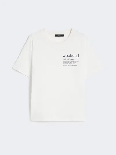 Max Mara Cotton T-shirt With Graphic Print In White