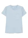 Max Mara Light Blue Logo Cotton T-shirt In Blue