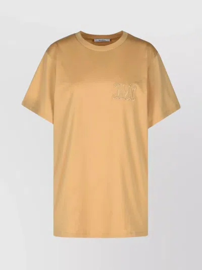 Max Mara Cotton T-shirt With Logo In Brown
