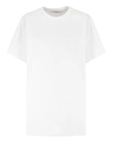 Max Mara Cotton T-shirt With Logo In White