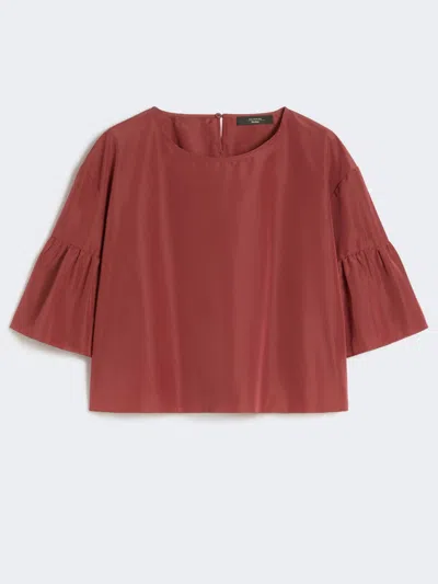 Max Mara Cotton Taffeta Cropped Blouse In Red