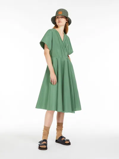 Max Mara Cotton Taffeta Dress In Green