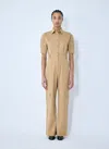 Max Mara Filippo Cotton Gabardine Jumpsuit In Beige