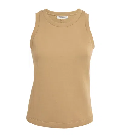 Max Mara Cotton Tank Top In Beige