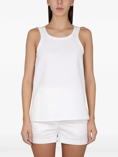 Max Mara Regular Fit Cotton Sleeveless Round Neck Top In White