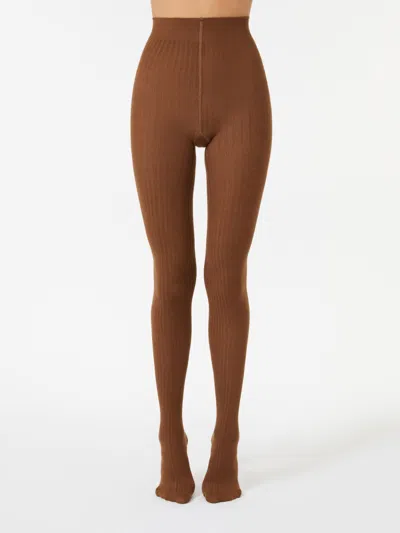 Max Mara Cotton Tights In Brown