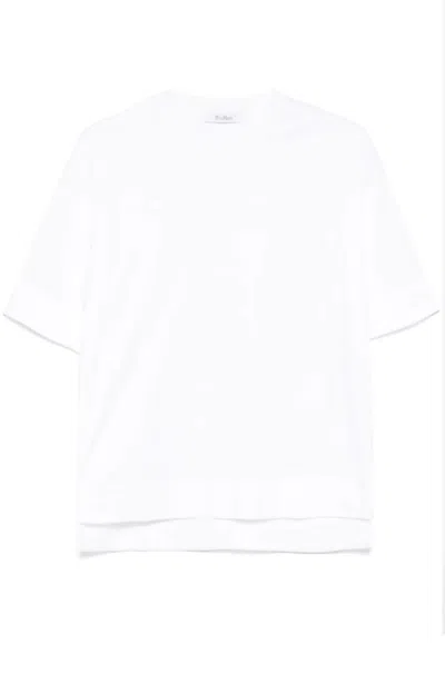 Max Mara Cotton Top With Subtle Logo Detail In White