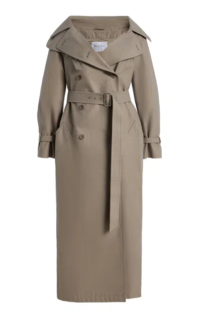 Max Mara Cotton Trench Coat In Gray