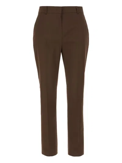 Max Mara Chocolate Stretch Cotton Pants In Caffe