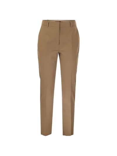 Max Mara Studio Cotton Cigar Trousers In Sigaro