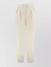 Max Mara Cotton Trousers With Pleated Front Design In Neutral