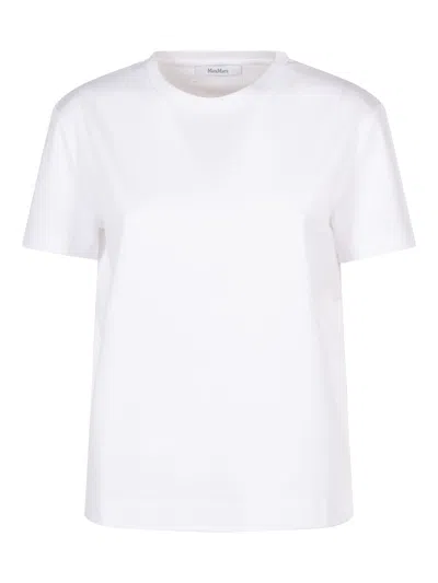 Max Mara Cotton T-shirt With Embroidered Logo On The Back In White