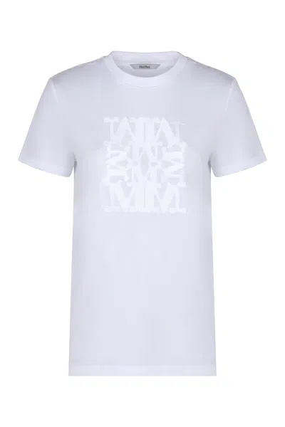 Max Mara Cotton T-shirt With Embroidery In White