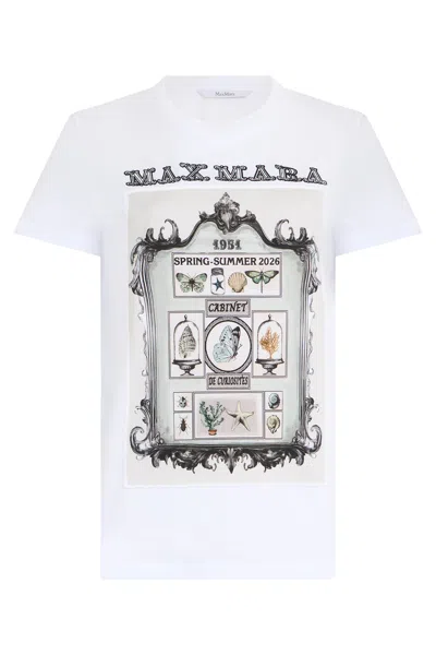 Max Mara Cotton T-shirt With Print In White
