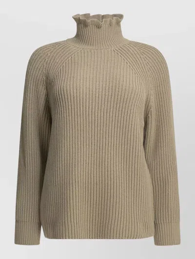 Max Mara Cotton Turtleneck Sweater High Neck Raglan