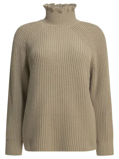 Max Mara Cotton Turtleneck Sweater Knitwear Beige