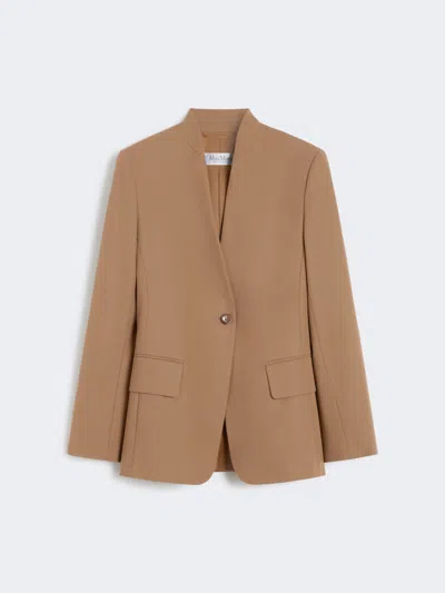 Max Mara Stand-collar Single-button Jacket In Brown