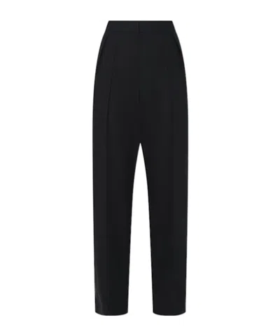 Max Mara Cotton Twill Pants In Black