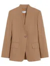 Max Mara Stand-collar Single-button Jacket In Brown
