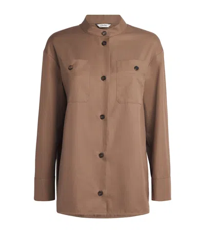 Max Mara Cotton Twill Shirt In Brown
