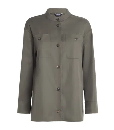 Max Mara Cotton Twill Shirt In Gray