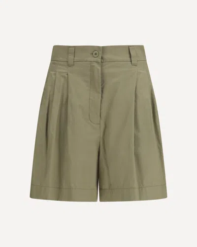 Max Mara Bicolor Cotton Bermuda Shorts In Green