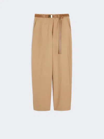 Max Mara Cotton Twill Trousers In Brown