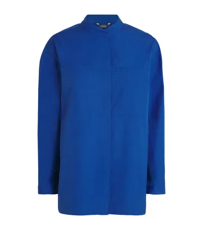 Max Mara Cotton Twin-pocket Overshirt In Blue