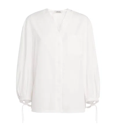 Max Mara Cotton V-neck Blouse In White