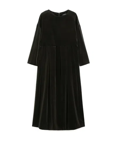 Max Mara Cotton Velvet Dress In Green
